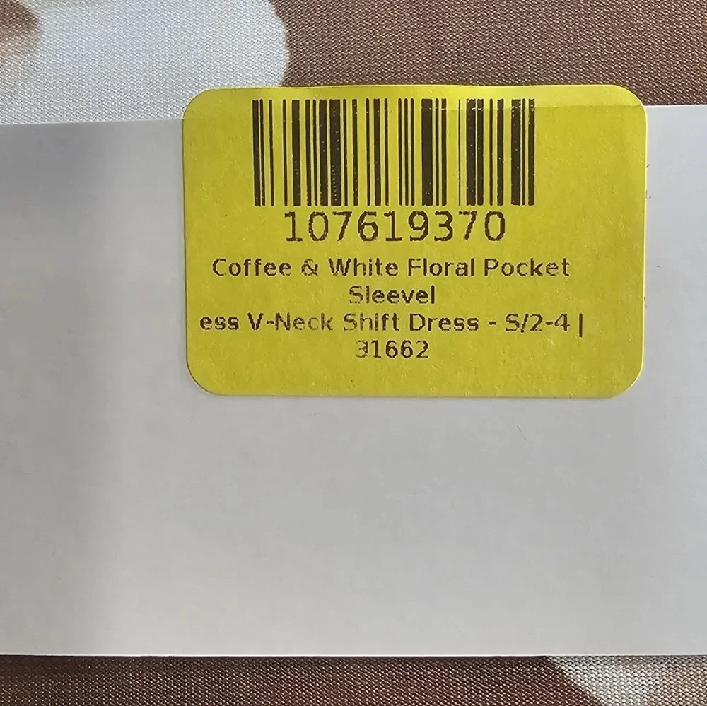 Bon Apple Tea Coffee & White Floral Pocket Sleeveless V Neck Shift Dress Size S - Picture 7 of 12